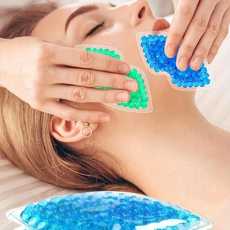 Pacote de gelo de gel labial de 4 unidades, mini bloco de gelo reutilizável, terapia fria e quente, adequado para cuidados diários dos olhos e lábios e acessórios de viagem.