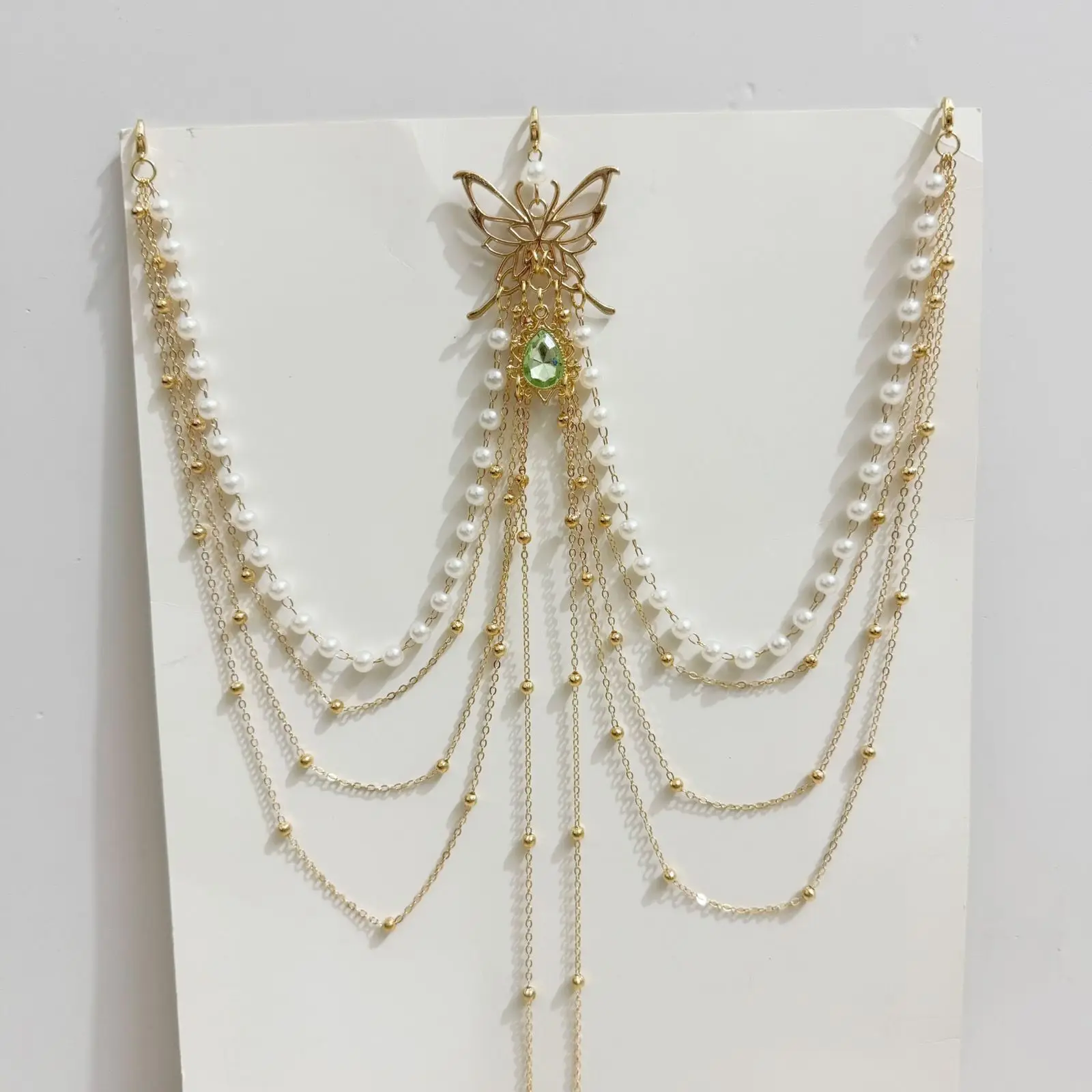Original Vintage Hanfu Waist Chain Chest Pendant Pearl Tassel Exotic Retro Ornament Accessories