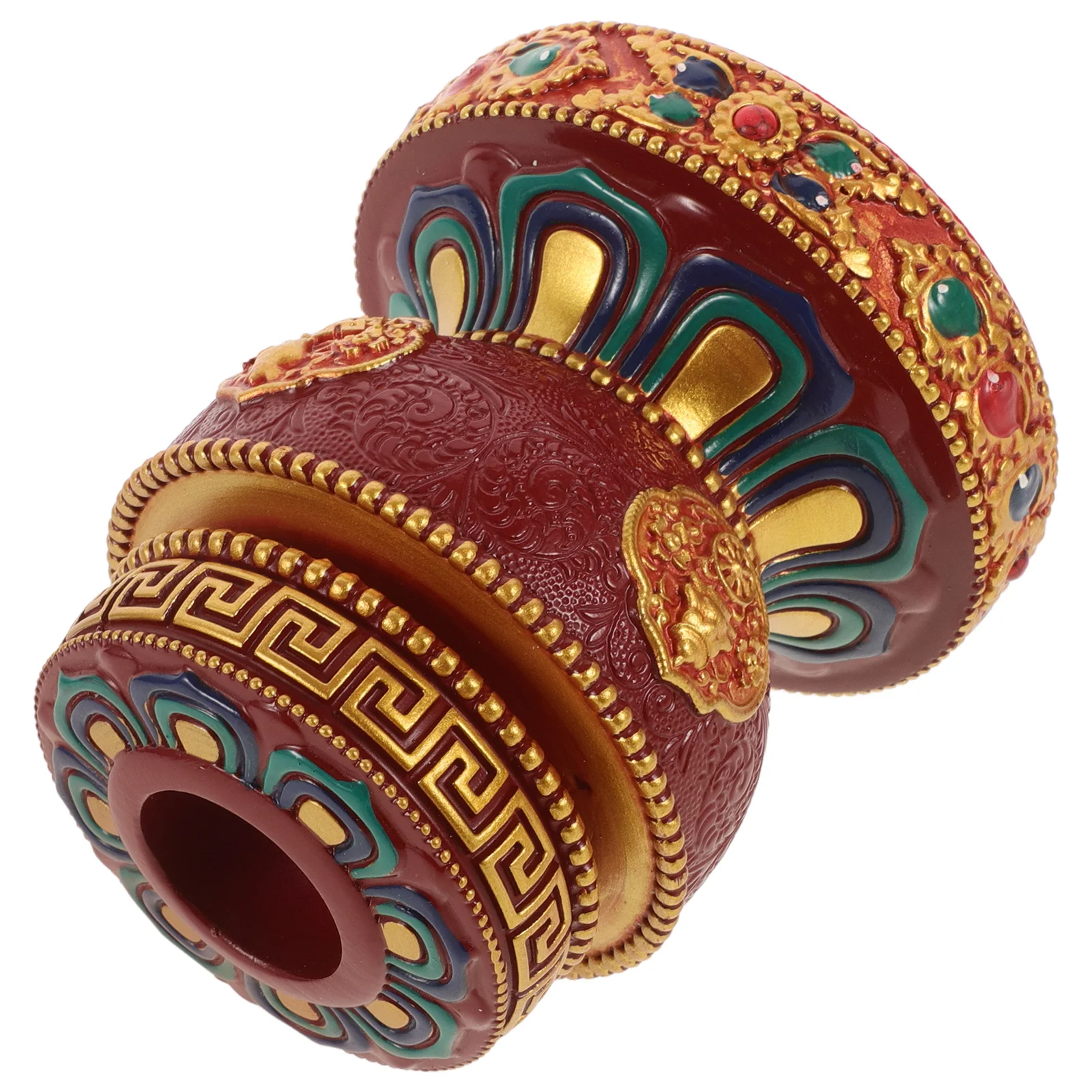 Prayer Wheel Holding Base Resin Display Stand Buddha Fixing Holder Bright Color Intricate Design Practical Storage