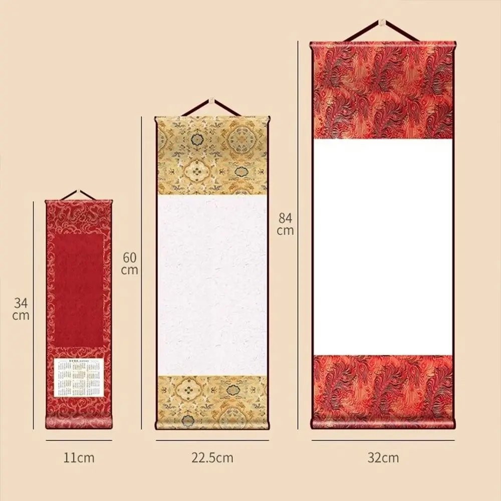 Painting Drawing Paper Vintage Rice Paper Scroll Chinese Style Hand-rolled Blank Hanging Blank Scroll S/M/L Handcrafts