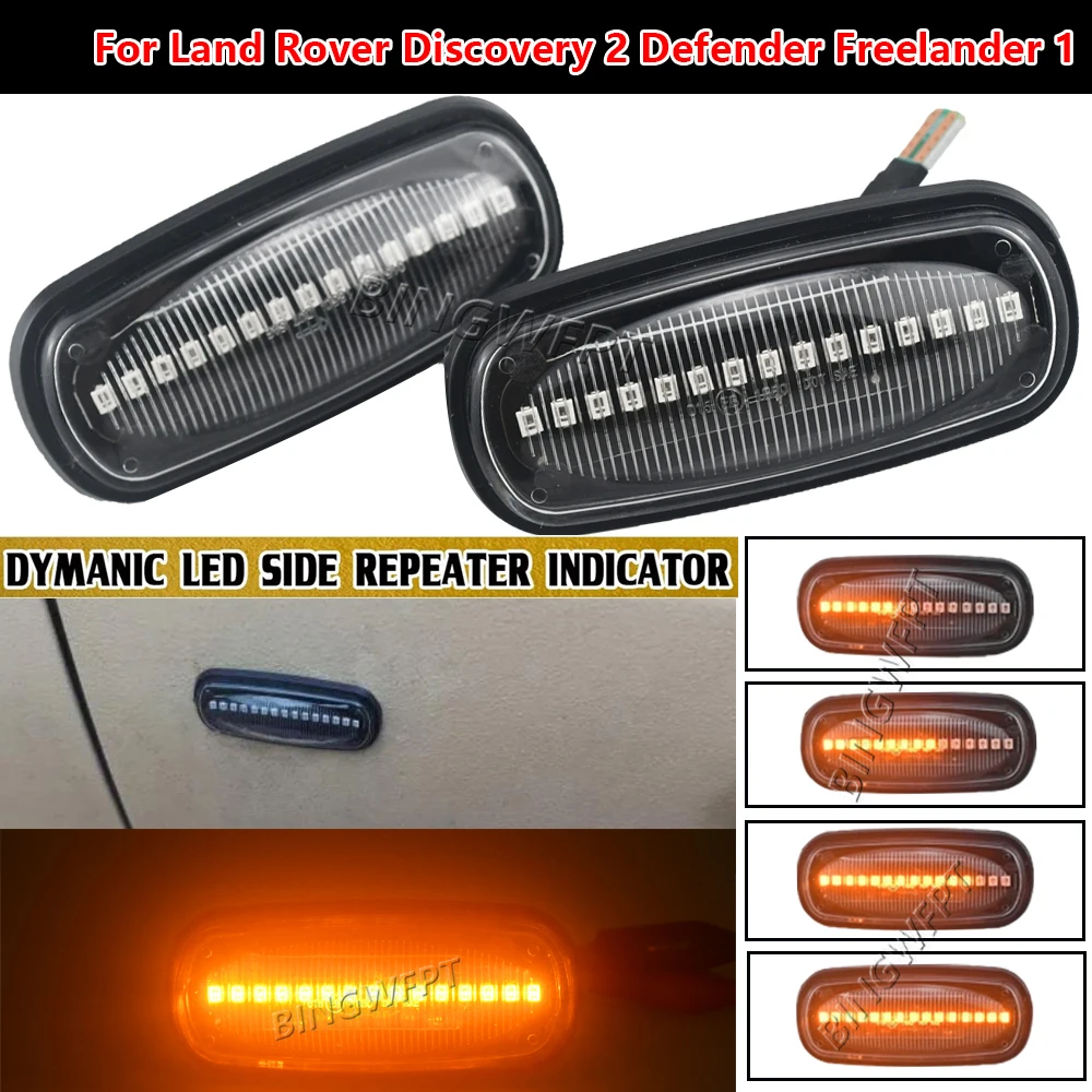 Turn Signal Flowing Light For Land Rover Discovery 2 1999-2004 Defender Freelander 1 2002-2005 LED Side Marker Light Dynamic