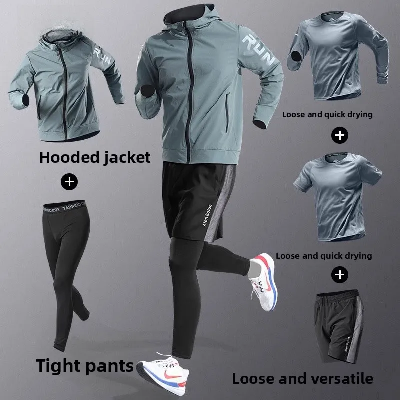 

Men's Fitn Training Suit Thiened Fce Outdoor Running Cycling Qui Dry Warm Sports Set Long Sve Long Pants Youth