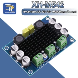 XH-M542 TPA3116 D2 TPA3116DA DC 12V 24V 100W Mono Channel Digital Power Audio Amplifier Board TPA3116D2 Large Capacity Board