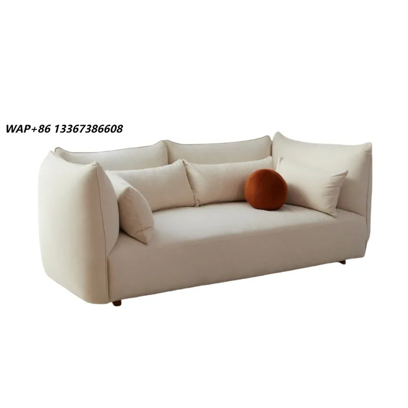 Cream cloth three-seat inflatable combination sofa apartment shopping mall living room modern square module design