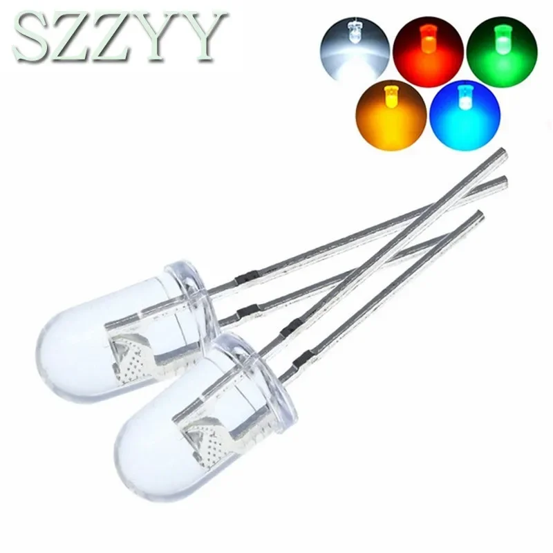 100pcs High quality Transparent Round 5mm Super Bright Water Clear Green Red White Yellow Blue Light LED Bulbs Emitting Diode