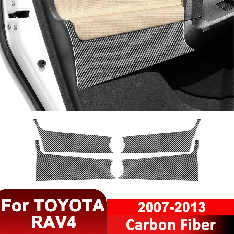 

For TOYOTA RAV4 2007-2013 Carbon Fiber Car Door Inner Anti-kick Panel Trim Cover Decorative Sticker Interior Accessories
