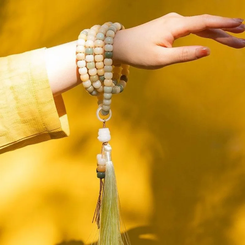 Green Yin - 108 Multi-Treasure Handheld Lotus Bodhi Bead Buddha Beads Gradient Decorative Bracelet P