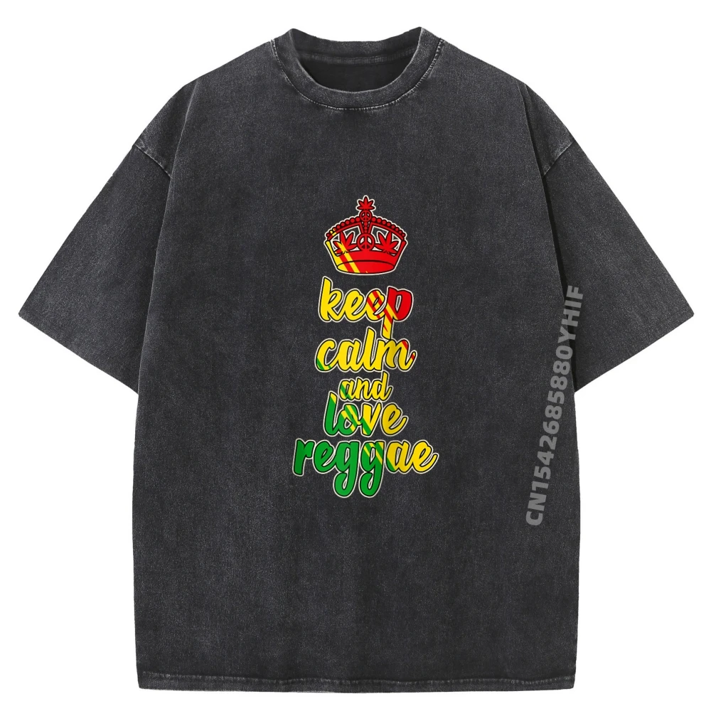 

Cool Reggae Saying Keep Calm Ragga Reggaeton Music Fan Raglan Graphic Tees Printed T-Shirt Mens Retro Washed Shirt
