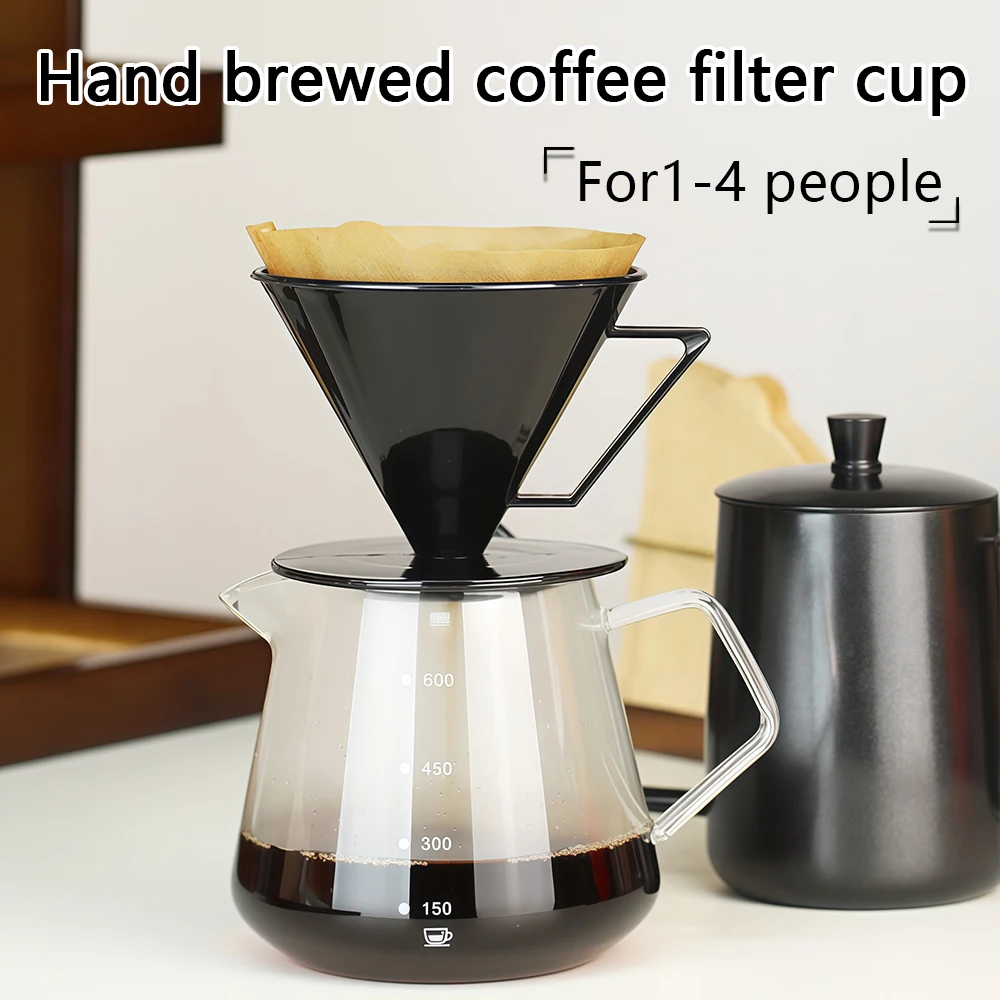 Black Hand Flushing Filter Cup, Household Drip Filter Cup, Coffee Filter V02 Filter Paper, Hand Flushing Coffee Pot Set