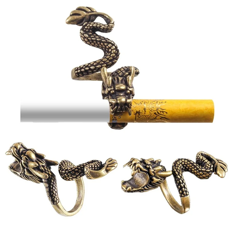 Cigarette Holder Dragon Ring Rack Metal Smoker Finger Clip Hand Rack Tobacco Cigarettes Smoking Pipe Ring Weed Accessories Gift