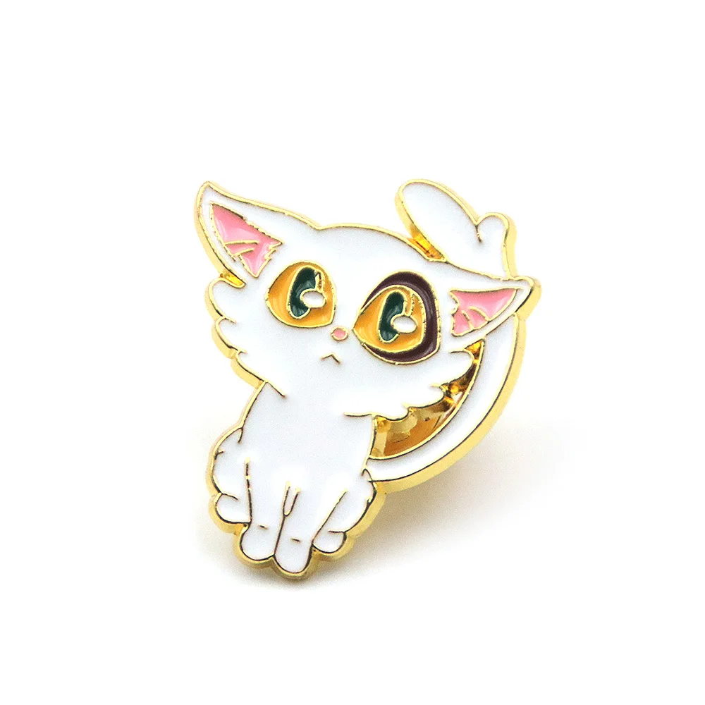 Anime Suzume No Tojimari Daijin Enamel Pin White Cat Bag Brooch Cartoon Animal Badge Denim Lapel Pin Jewelry Cosplay Accessories