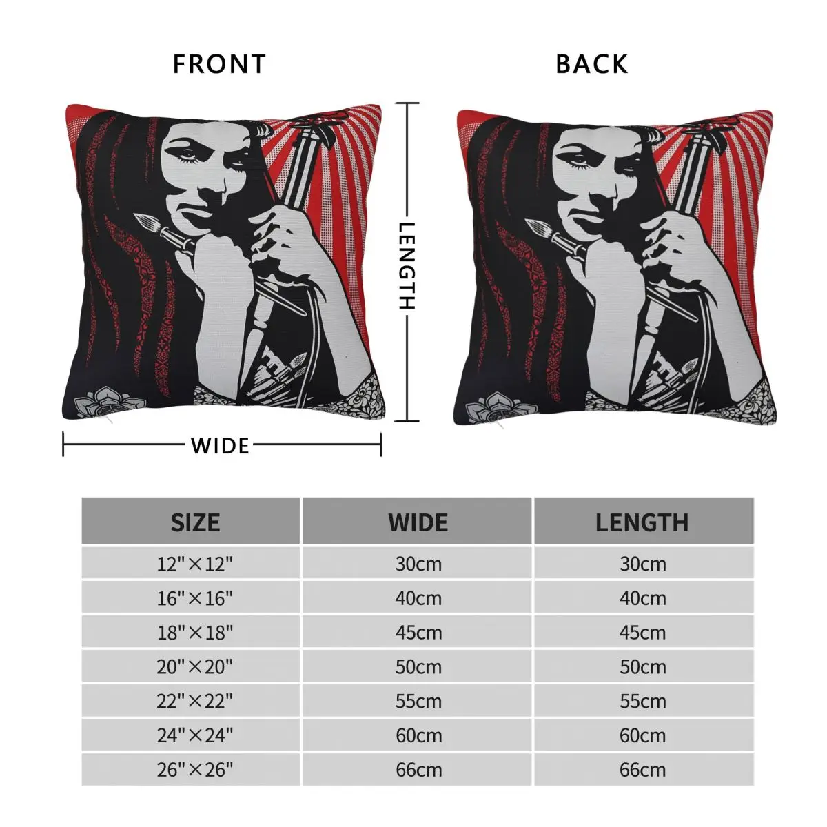 Revolutionary Woman With Brush Square Pillowcase Polyester Linen Velvet Printed Zip Decorative Pillow Case Home Cushion Cover