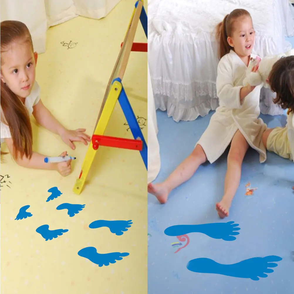 

12 Pairs Footprint Stickers Floor Markers Waterproof Kids Decals PVC Material Indoor Outdoor Social Distance Direction