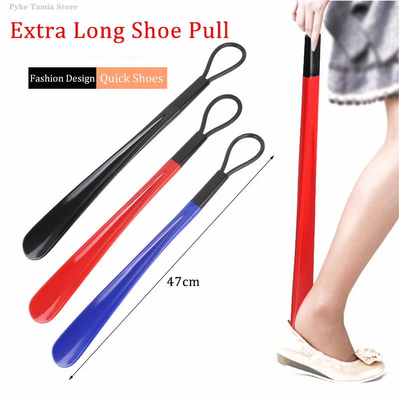 Black Plastic Shoe Horn Extra Long Shoe Puller Shoe Helper Long Handle Shoes Lifter Pull Shoehorn for Pregnant Backache Eldery