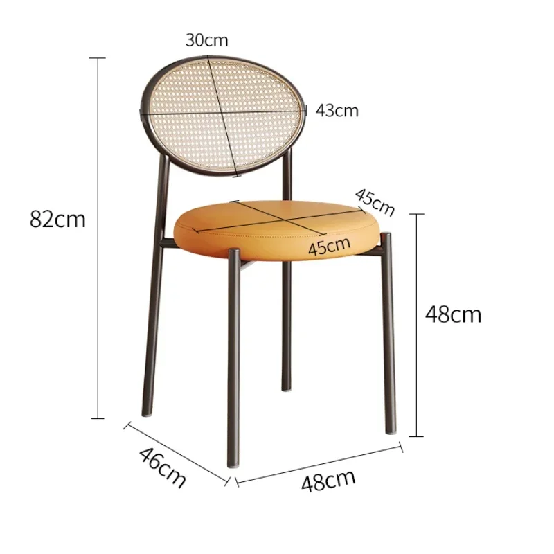 Comfortable Rattan Dining Chair Soft Leisure Tea Seat Wear-resistant Vintage Back Stool Ideal