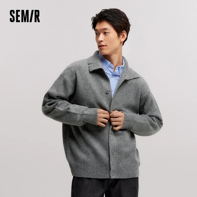 

Semir Sweater Men 2024 Winter New Temperament Cardigan Coat Solid Color Versatile Knitted Sweater Loose Inner Wear Cardigan