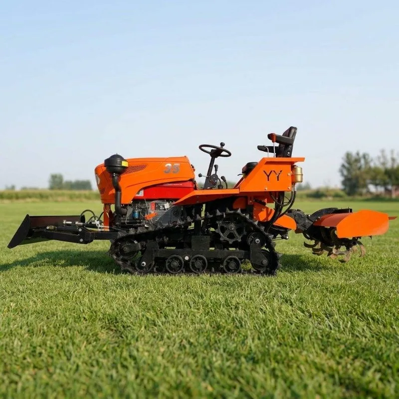 Crawler 4WD Rotary Tiller 35HP Crawler Tractor Agricultural Mini Cultivator Farm Ploughing Working Equipment Customizable FOB view 4