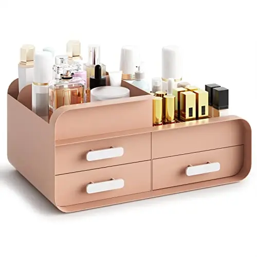 Make Up Organizer Under Desk 360°Rotational Cosmetic Storage Box Makeup Storage Cosmetic Box Bedroom Beauty Storage Box W/Handle