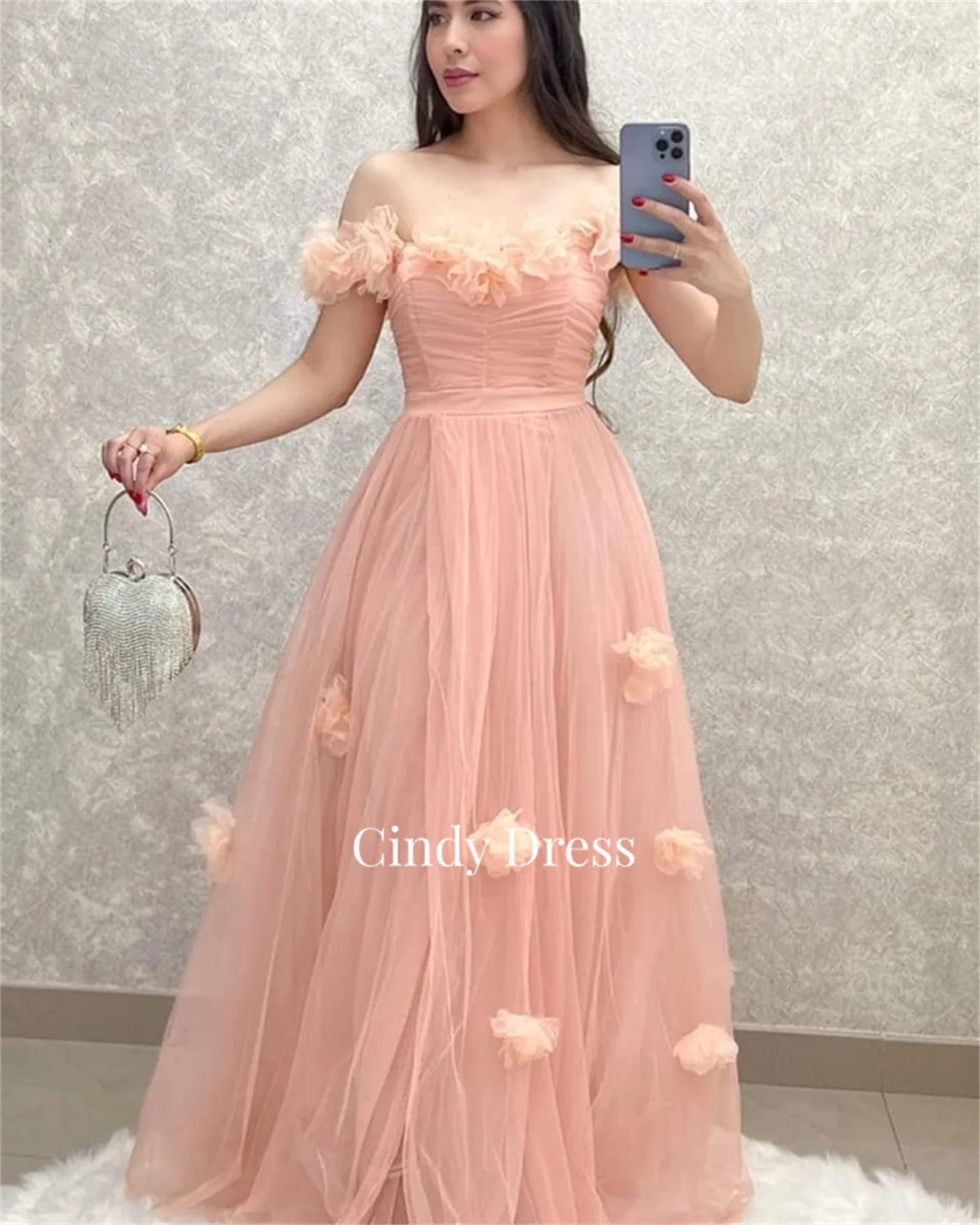 Cindy 3d flores fora dos ombros a linha lavanda roxo gordinho elegante vestidos de festa mulher noite gala baile de formatura vestido de casamento