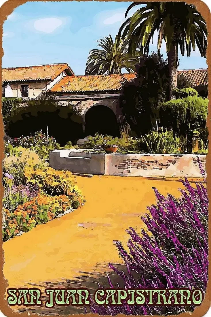 TYmall Retro Tin Wall Plaque San Juan Capistrano California United States Travel Advertisement Art Print 2 Vintge Metal Pos s