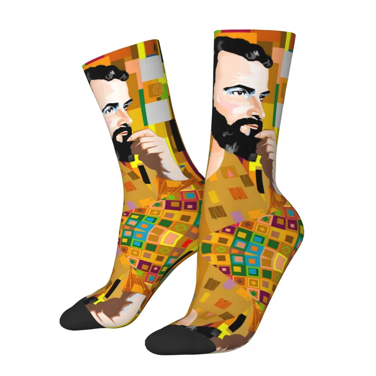 Happy Funny Men's compression Socks KLIMT Vintage Harajuku Gustav Klimt Hip Hop Novelty Pattern Crew Crazy Sock Gift Printed