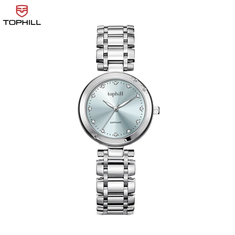 

TOPHILL женские кварцевые часы с сапфировым стеклом и циферблатом из нержавеющей стали, элегантные женские наручные часы в подарок