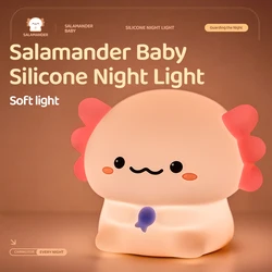 Axolotl Baby Night Light Cute Silicone Salamander Sleep Light USB Rechargeable Touch Control Night Light Children Birthday Gift