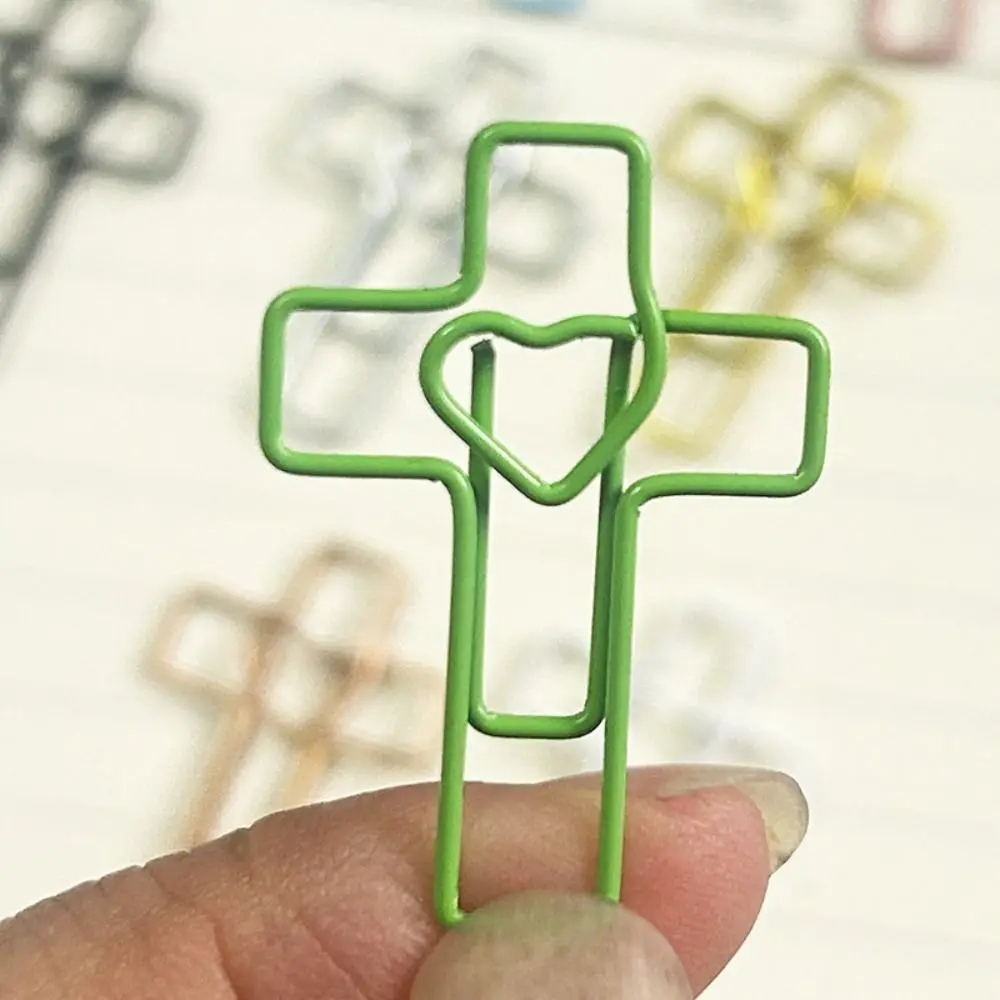 50pcs High Quality Metal Paper Clip Cross Shape Paper Storage File Classification Clip Bookmarks School Office Supplies