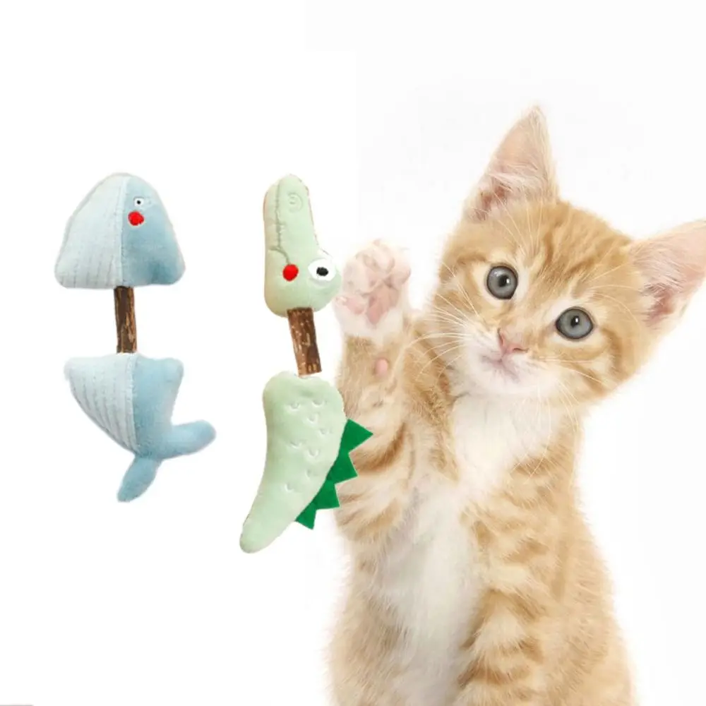 Whale/Crocodile Cat Tooth Cleaning Doll Crayfish/Giraffe Shape Natural Cat Toys Molar Stick Silvervine Bite Resistant