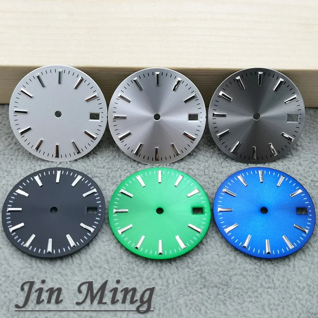 High Quality 28.5mm NH35 Watch Dial Stripes Simple Surface Single Date Window Aseptic Dial Compatible with NH35/NH36/4R/7S