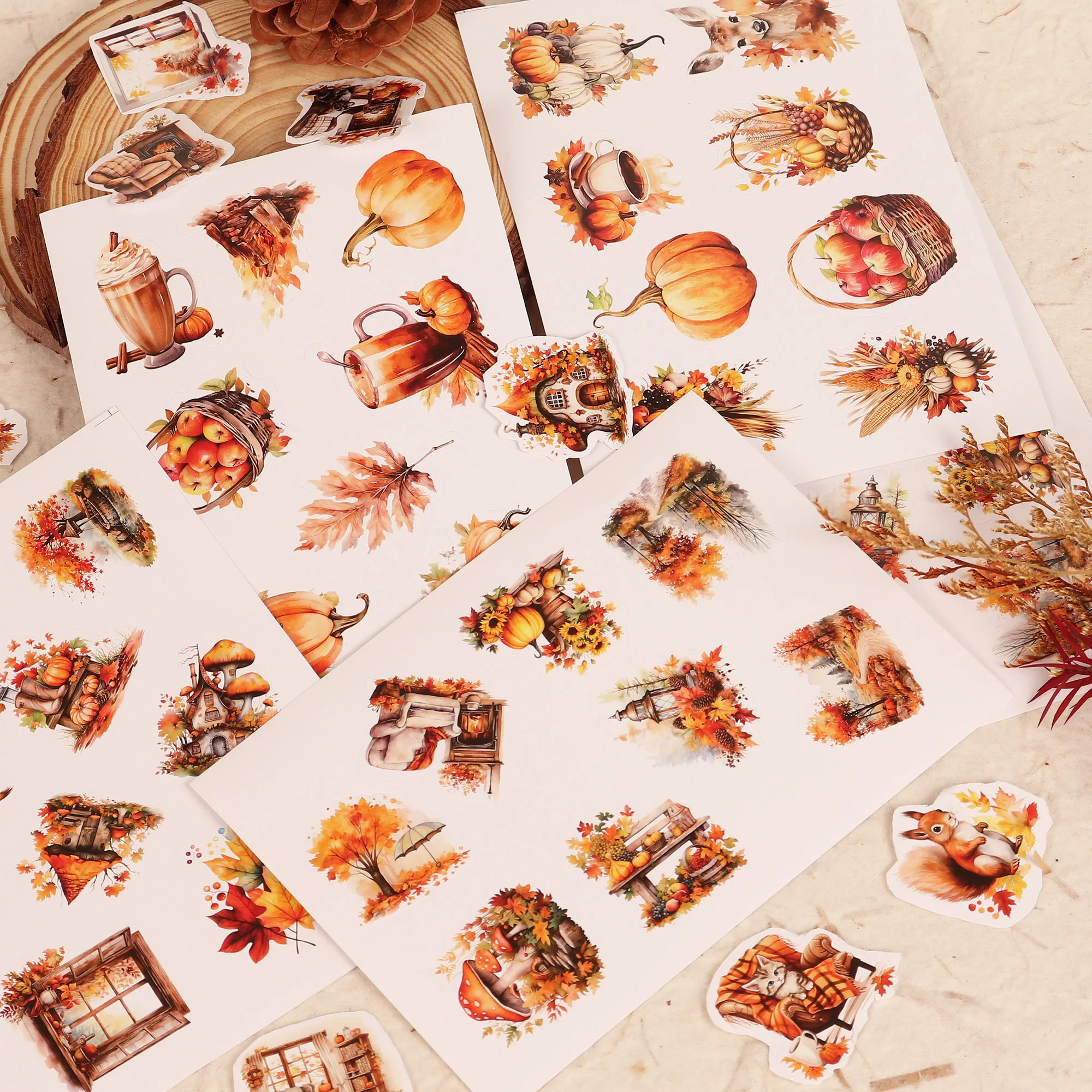 JAIIMAN120pieces Autumn Fall Fairies Self-adhesive Sticker,Perfect for DIY Crafts, Holiday Decorations,Scrapbooking Supplies