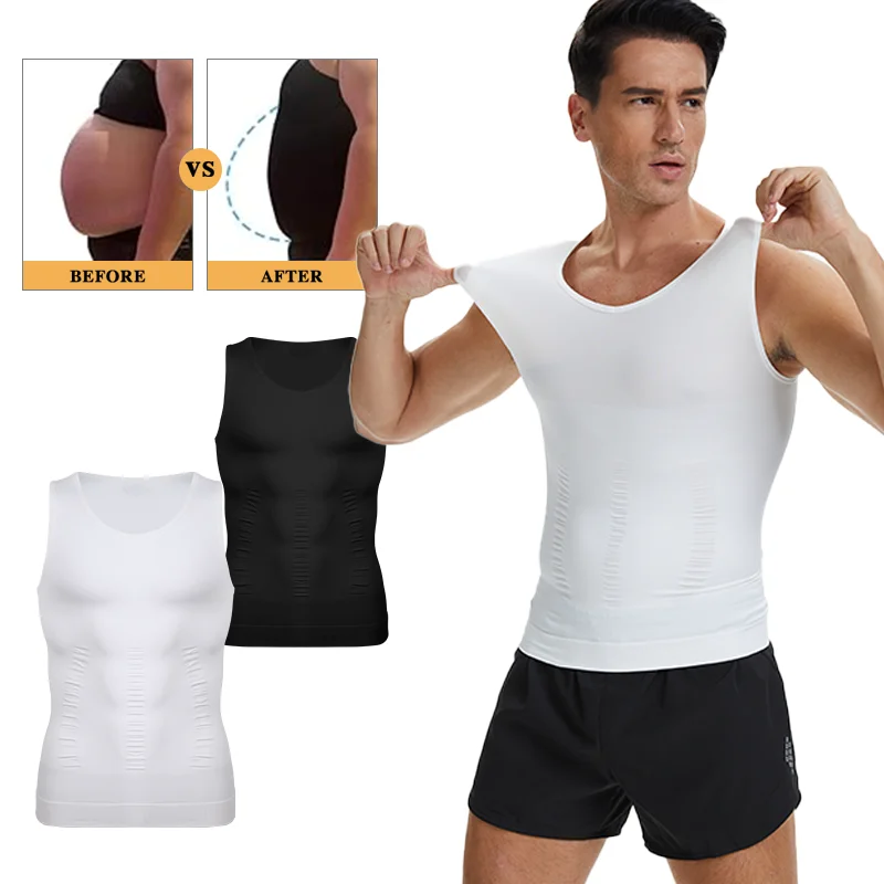 

Men's V Neck Shapewear Slimming Body Shaper Compression Tummy Control Tank Top Abs Abdomen Underwear Sleeveless Shaper Vest