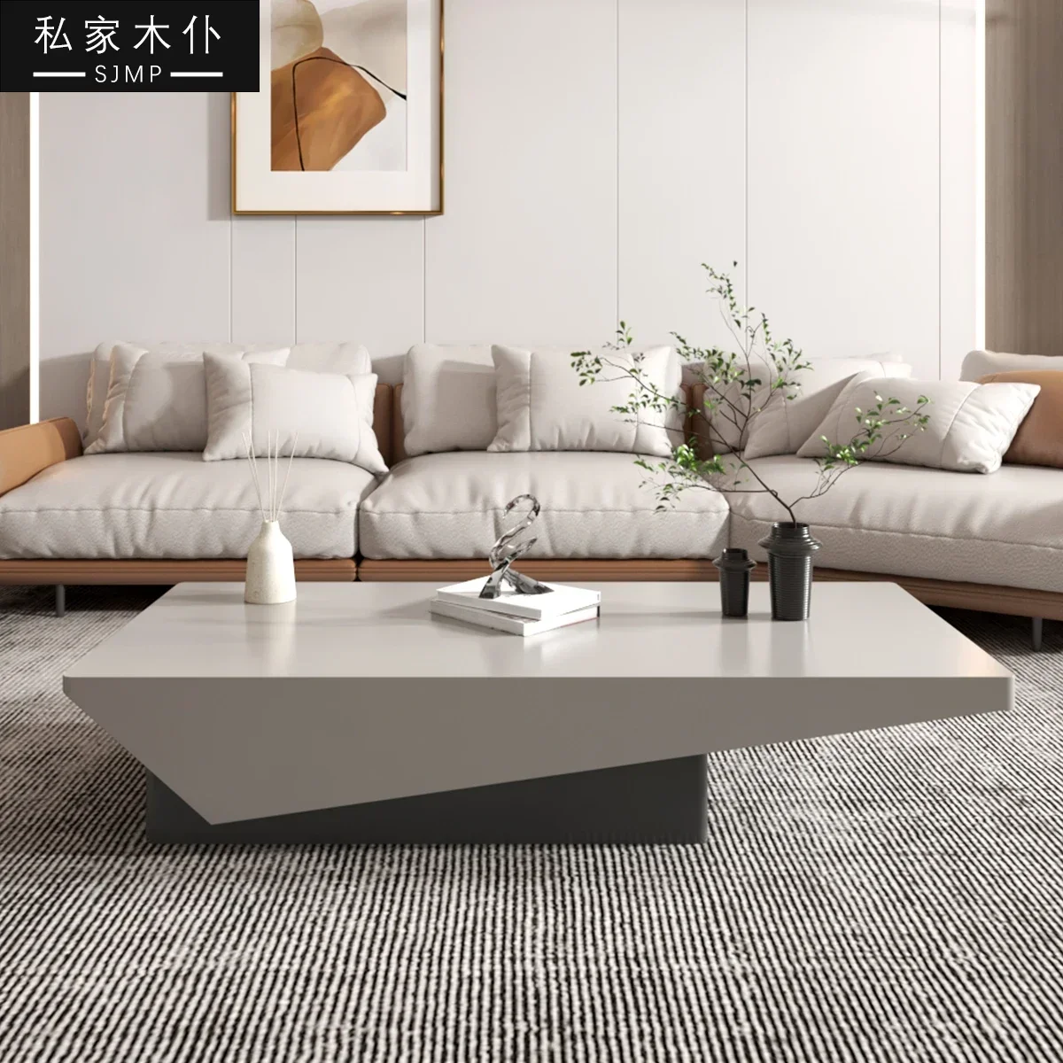 

Living Room Home Retractable Advanced Special-Shaped Tea Table Multi-Functional Solid Wood TV Cabinet Tea Table Combination