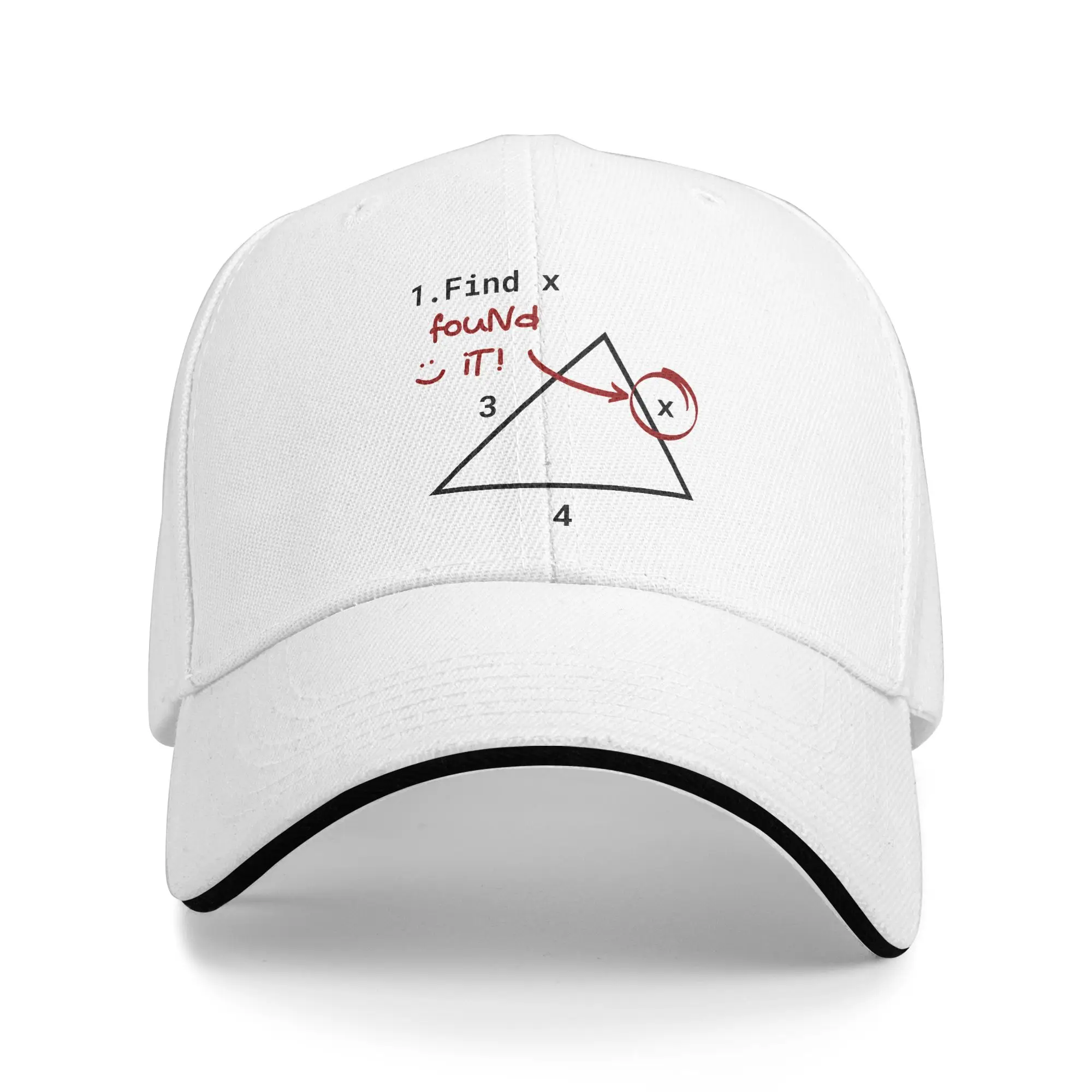 Find X Meme Found It Funny Math Teacher Humor  Sandwich Hat Golf Hats Breathable Polyester Baseball Caps Summer