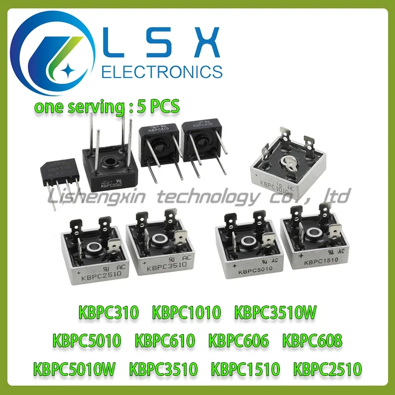 5pcs KBPC1010 KBPC3510 KBPC1510 KBPC2510 KBPC5010 KBPC610 KBPC606 KBCP608 KBPC310 KBPC3510W KBPC5010W Bridge Rectifiers