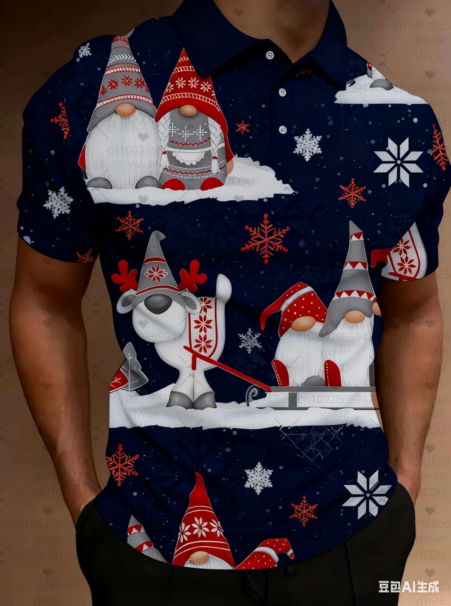 2025 الرجال حجم كبير رجالي جولف عيد الميلاد بولو تي شيرت بسيط سانتا كلوز طباعة قصيرة الأكمام قميص بولو اليومية حفلة ملابس للرجال