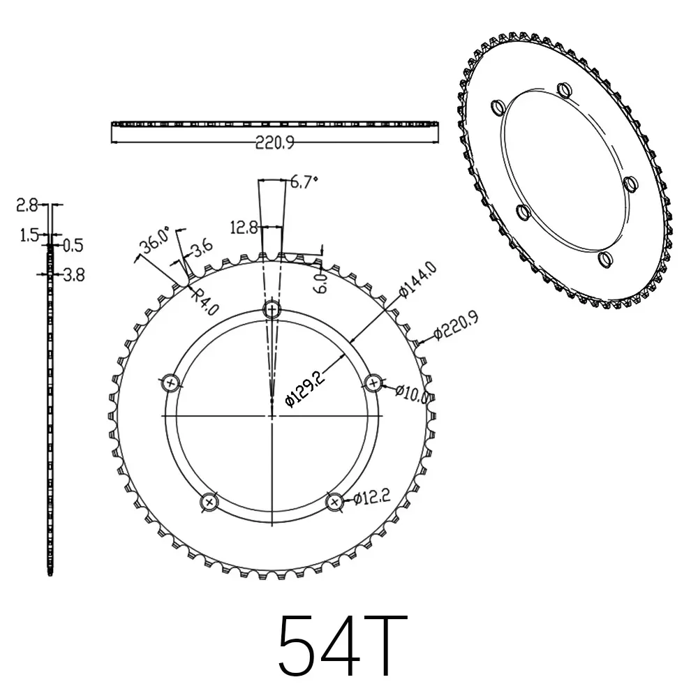 BUCKLOS 144BCD Bike Chainwheel Carbon Fiber Bicycle Chainring for Fixed Gear/Track Bike Chainwheel 49-70T Bicycle Chainring