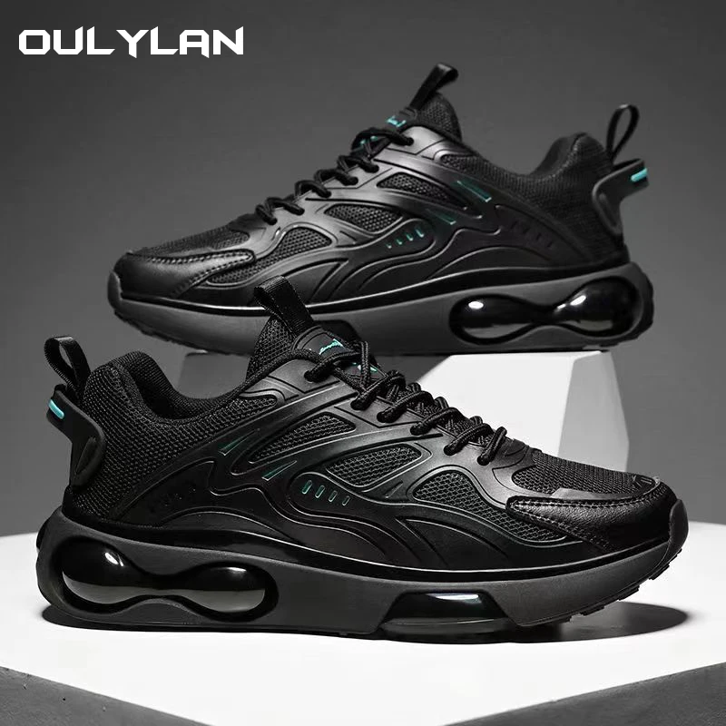 

Men Black Leisure Sneakers Breathable Mesh Anti Skid Heightening Dad Shoes Spring Autumn Fashion Comfortable Casual Sports