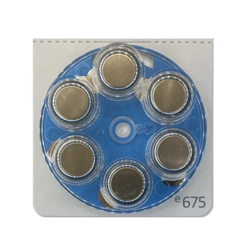 6PCS/LOT( 1 PACK) Zinc Air Battery E675 A675 P675 675 PR44  Hearing aid Battery best quality