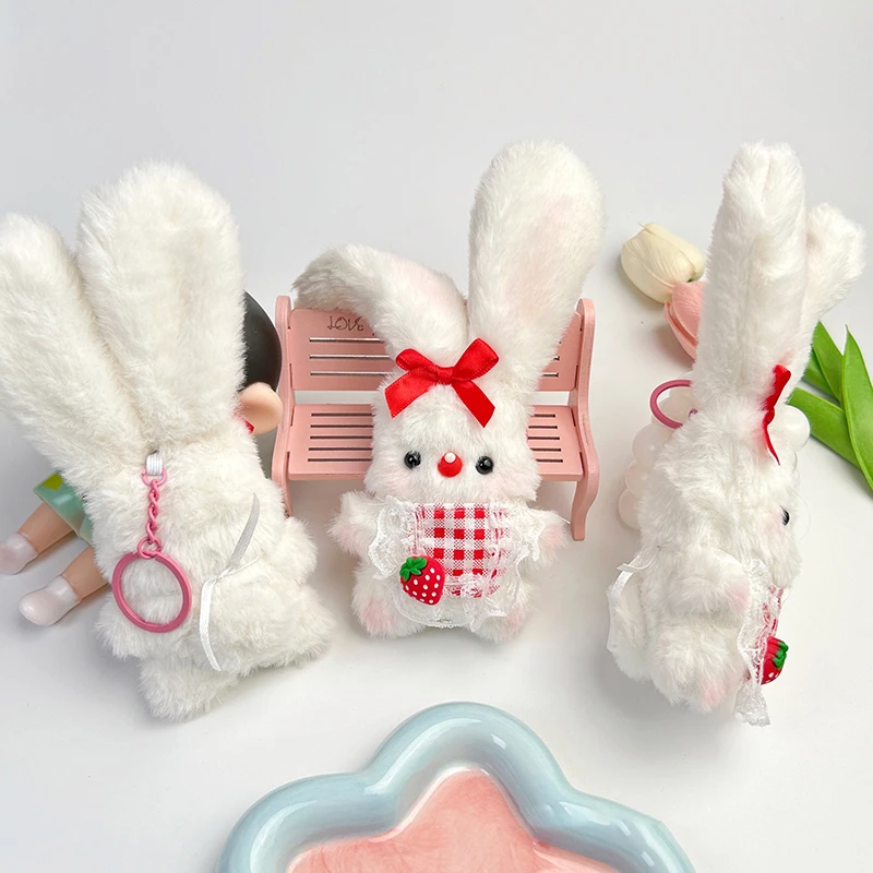 Cute Rabbit Squeak Keychain Cartoon Kawaii Plush Doll Toy Pendant Key Ring Exquisite Backpack Decoration Accessories Gifts