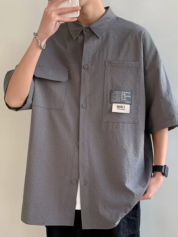 

Shirts Men Vintage Loose Youthful Vitality Half Sleeve All-match Japanese Style Harajuku Hipster Popular Males Clothing Autumn