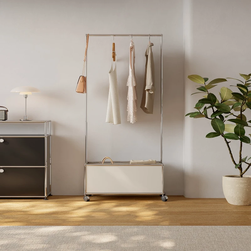 

Medieval style movable coat rack entrance door stainless steel bedroom ins storage hanger hanger