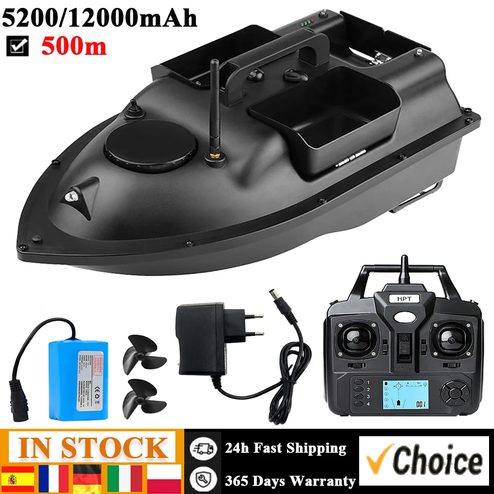 V18GPS 12000/5200mAh Fishing Bait Boat with 3 Bait Containers Wireless Bait Boat Automatic Return Function Remote Range 500m