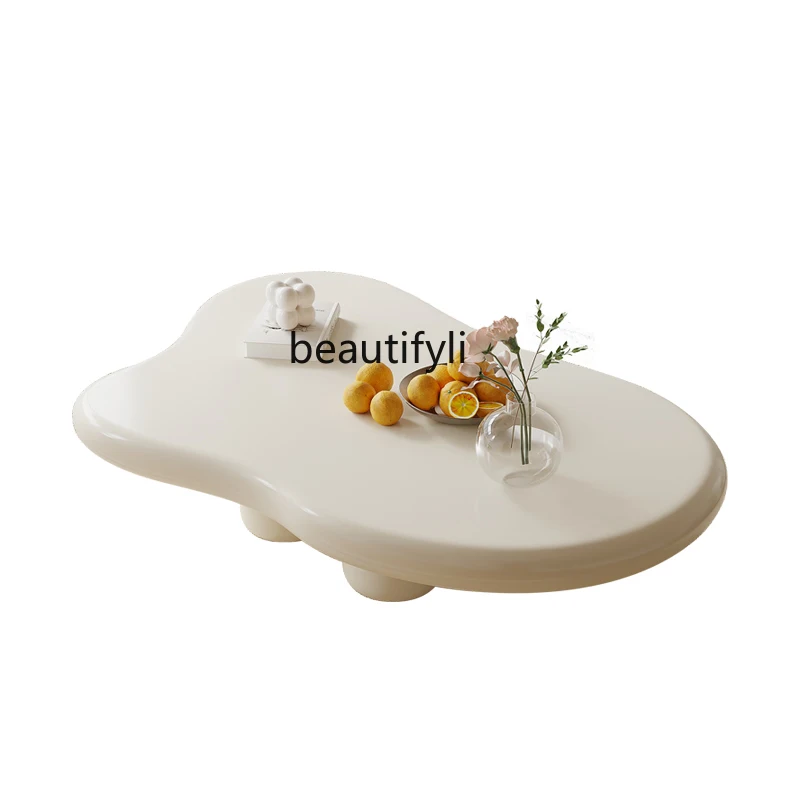 

French Entry LUX Designer Creative White Tea Table Living Room Cream Wind Shaped Cloud Tea Table