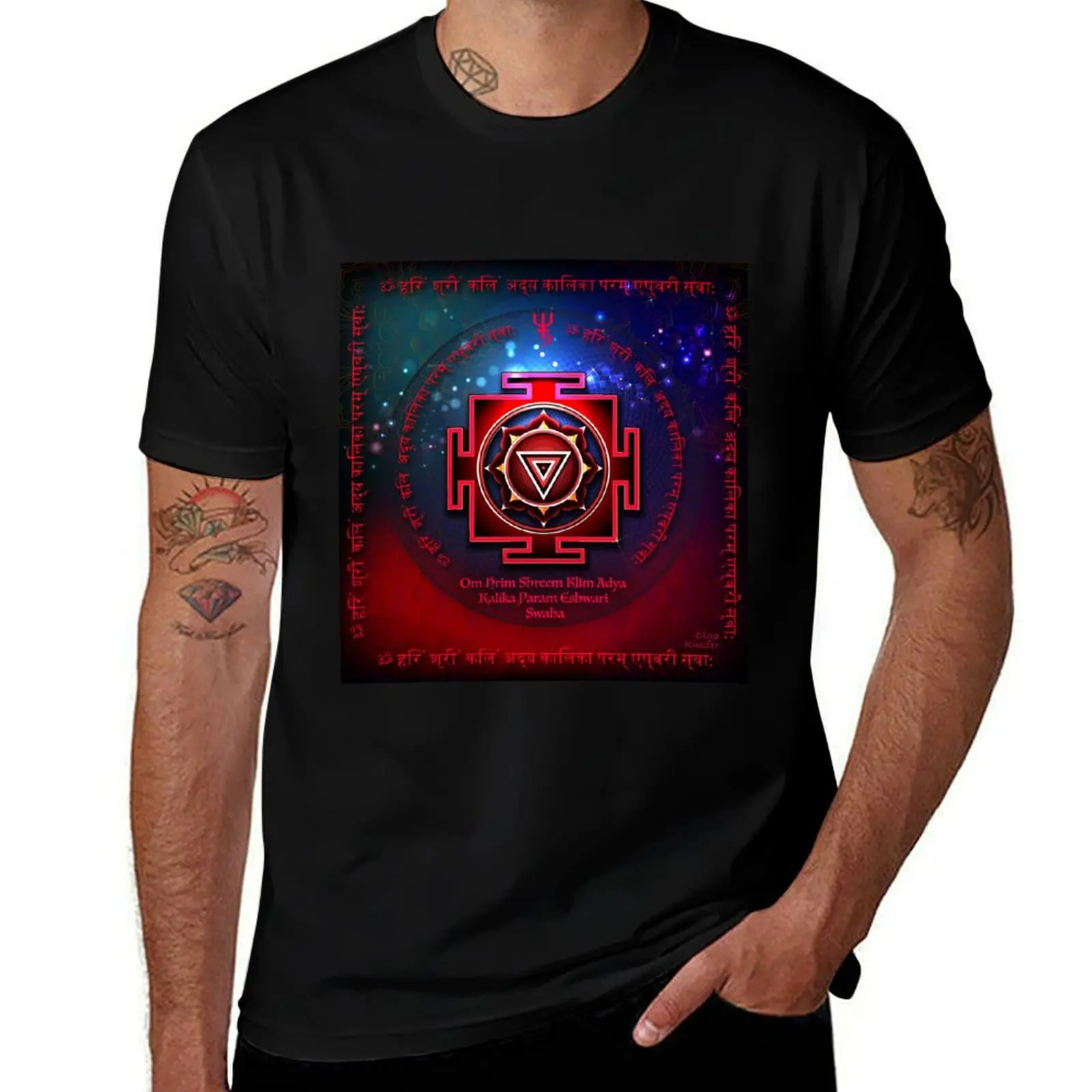 

Kali Yantra with the Great Fifteen-Syllable Mantra T-Shirt anime t shirts for man graphic t shirts for man T-Shirt