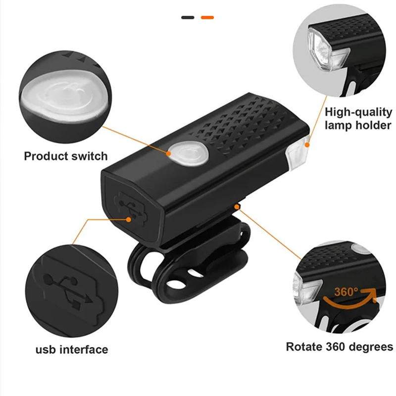 لركوب الليل المصباح مصباح يدوي السلامة الدراجات اكسسوارات الدراجة الجبهة أضواء USB قابلة للشحن LED دراجة مصباح