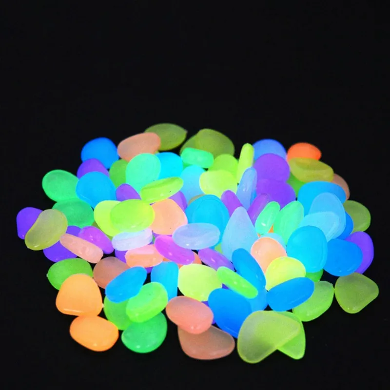 100 Stuks 10mm Tuin Decoratie Kiezels Lichtgevende Steen Glow In Dark Decoratieve Aquarium Aquarium Glow Stone Gazon weg Decoratie