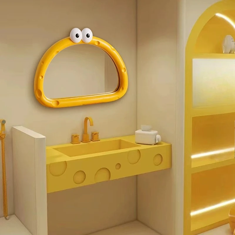 Cute cartoon smart luminous bathroom mirror simple bedroom dresser makeup mirror special-shaped art decorative mirror