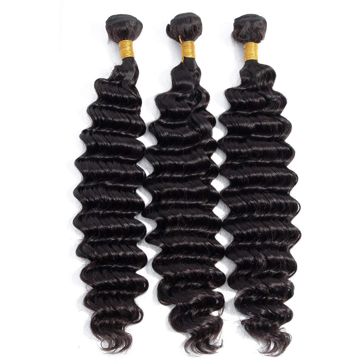 Miss Rola Brazilian Deep Wave Hair Weaves 8-28 Inches 100% Human Hair 3 Pcs Remy Hair Extensions Natural Color Double Weft