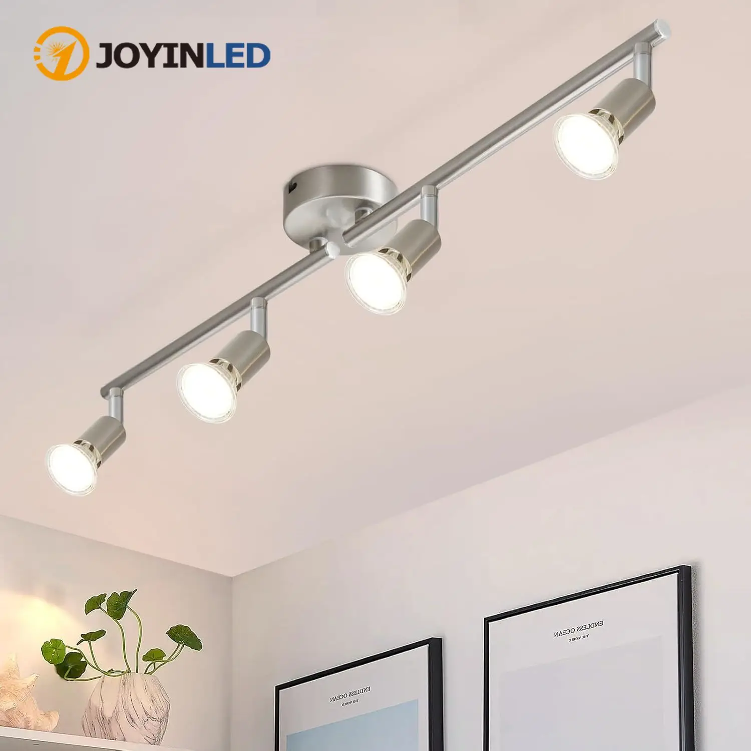 Modernes 4-Licht-Schienenbeleuchtungsset, Deckenleuchte zur Aufputzmontage, LED-Schienenbeleuchtung, drehbar für Küche, Wohnzimmer, GU10